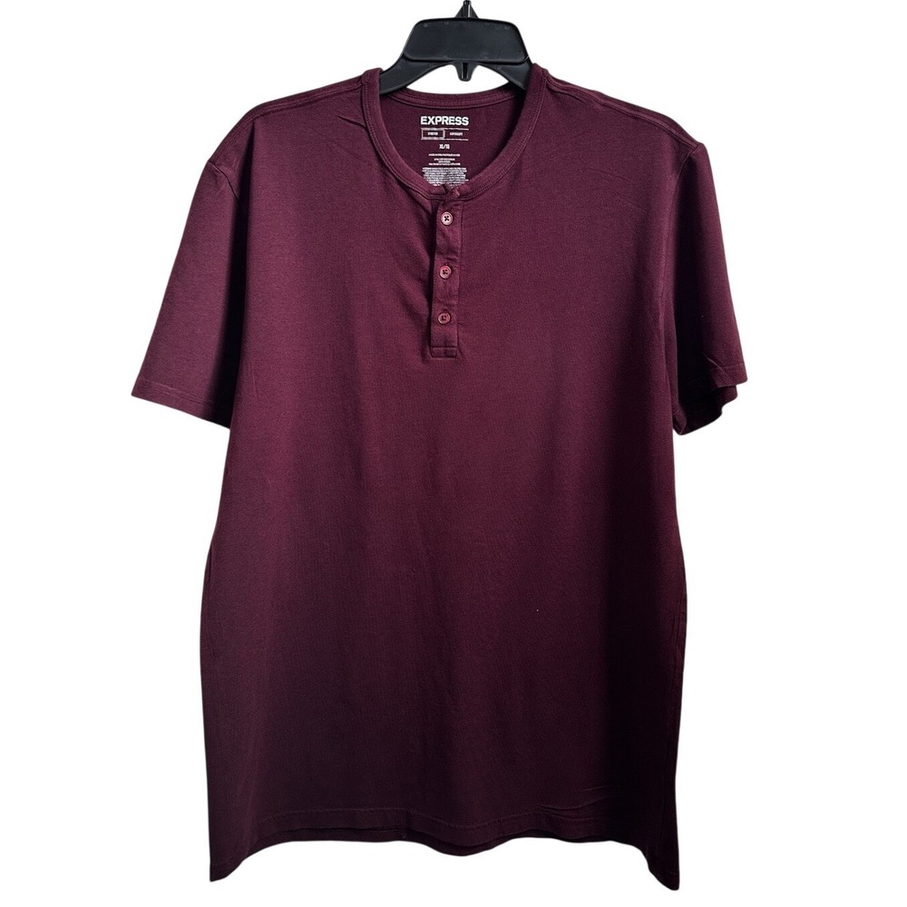 EXPRESS MENS BURGUNDY STRETCH SUPERSOFT SIZE XL SHORT SLEEVE SHIRT